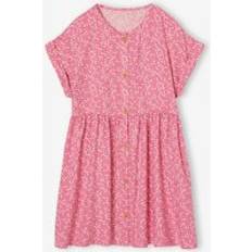 Vertbaudet Button-Up Floral Dress For Girls Blush