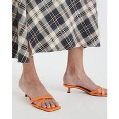 River Island Cross Strap Kitten Heel Mule Sandals - Orange