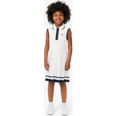 Lacoste Dresses Lacoste Girls Pleated Cotton Polo Dress - White