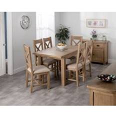 Norfolk Cotswold Oak Medium Table With 6 Cross Back Chairs Dining Set