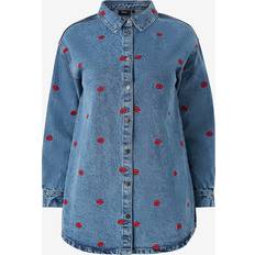 Zizzi Skjorter Zizzi Bluse Flower L/S Shirt - Blå