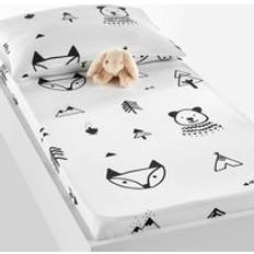 Black Sheets Kid's Room LA REDOUTE INTERIEURS Forest Camp Animal 100% Cotton Baby's Fitted Sheet 60 x 120 cm