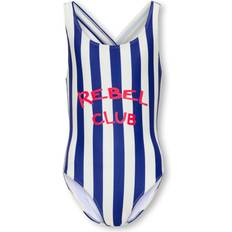 Stripes Bathing Suits Kids Only Girl Stripe Rebel Swimsuit - Mazarine Blue