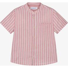 Pink Shirts Mayoral Boys Stripe Shirt - Pink Cotton/Linen