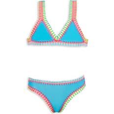 Bikinis Children's Clothing Pq Swim Girls' Rainbow Embroidered Two Piece Swimsuit - Turquoise