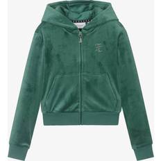 Diamante Zip Through Hoodie - Green