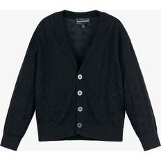 Cardigans Children's Clothing on sale Emporio Armani Boys Blue Cotton Knit Eagle Cardigan - Blue