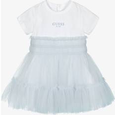 Guess Baby Girls White Jersey Blue Tulle Dress - White