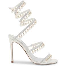 Rene Caovilla 105 Embellished Satin Sandals - White