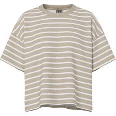 Pieces Sweatere Pieces Sweatshirt PCCHILLI - Camel/Hvid