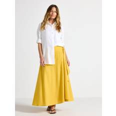 Linne Kjolar Lindex Midi Omlottkjol I Linneblandning