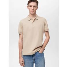 Beige Polo Shirts Mango Rea Cotton Polo Shirt - Light Beige