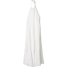 Natural Dresses Bershka Linen Halterneck Tiered Maxi Dress - Ecru