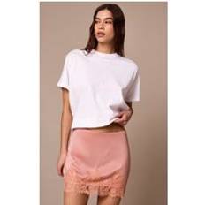 Orange Skirts PrettyLittleThing Peach Satin Lace Trim Mini Skirt - Orange