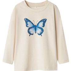 M Skjorter Børnetøj Name It Bluse Peyote Melange - Sommerfugleprint
