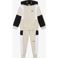Beige Tracksuits BOSS Boys Beige Cotton Colourblock Tracksuit - Beige