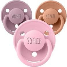 Bibs sutter med navn Bibs De Lux Str 1 Rund Latex Sutter Med Navn 5-pak