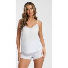 Blue Pyjamas Loungeable Heart Stripe Soft Cami Short Pyjama Set - Blue