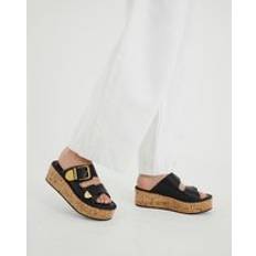 River Island Womens Wedge Buckle Sandals - Black