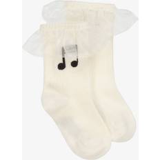 XL Socks Children's Clothing Mini Rodini Girls Musical Note Frill Socks - White