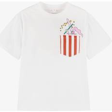 Stella McCartney Kids Cotton Jersey Hoppy Rabbit Pocket T-Shirt - White