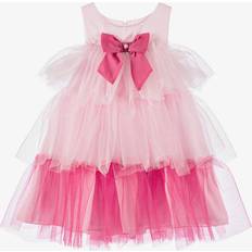 Patachou Girls Pink Tulle & Chiffon Bow Dress - Pink