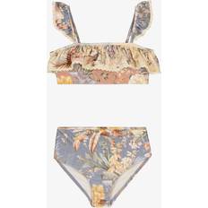 Babies Bikinis Children's Clothing Zimmermann Girls Blue Floral Ruffle Bikini - Blue