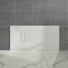 Showers Aquariss White Rectangular Shower Tray Slate 1500x700mm with Waste