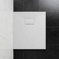 900 x 700mm SMC White Rectangle Slate Effect Bathroom Shower Tray