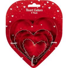 Hearts Cookie Cutters Pack of 4 Heart Cutters - Red and Silver Cookie Cutter