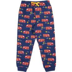 Organic Cotton Trousers Frugi Boys Snuggle Organic Cotton Fire Engine Joggers - Blue Navy