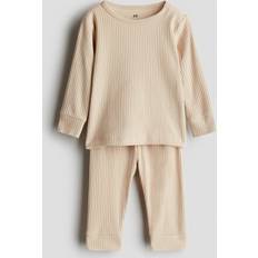H&M Ribbet Bomuldssæt - Beige