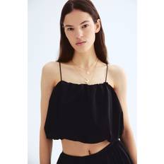 Black Tank Tops H&M Bubble Hem Strappy Top - Black