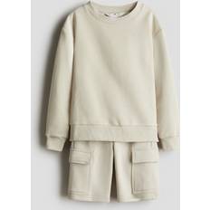 H&M Boys 2-Piece Sweatshirt And Shorts Set - Beige