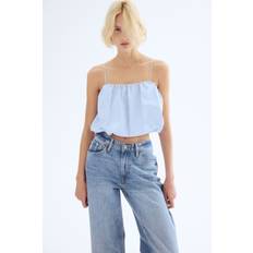 Blue - Women Tank Tops H&M Bubble Hem Strappy Top - Blue