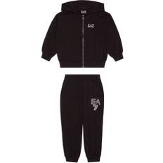 Elastane - Girls Tracksuits EA7 Visibility Girl Stretch Cotton Tracksuit - Black