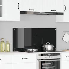 vidaXL Kitchen Backsplash Glass 50 x 110 cm Black Splash Guard