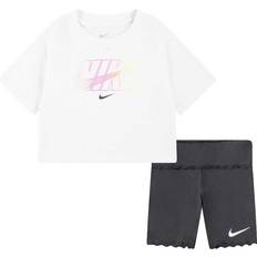White Other Sets Nike Girls Swoosh Motion Short Set - Black