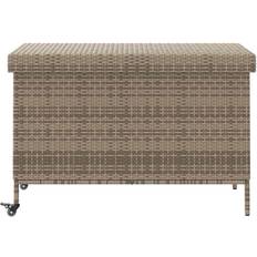 Rattan Patio Storage & Covers Latitude Run Garden Storage Box With Wheels 110 x 55 x 73 cm Poly Rattan - Grey