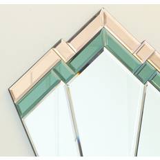 Green Wall Mirrors Metro Lane Green Pink Glass Art Deco Fan 60Cm X 40Cm Wall Mirror