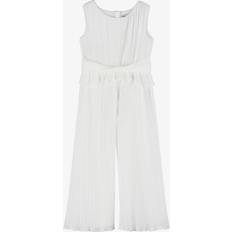Abel & Lula Girls Plissé Jumpsuit Ivory