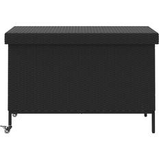Rattan Patio Storage & Covers Latitude Run Garden Storage Box With Wheels 110 x 55 x 73 cm Poly Rattan - Black
