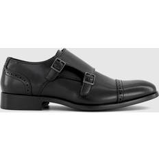 Black Monks Office Mens Markham Toe Cap Monk Shoes - Black