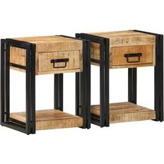 Williston Forge Cabinets 2 Pcs 40 x 35 x 50 cm Solid Rough Wood Mango Bedside Table