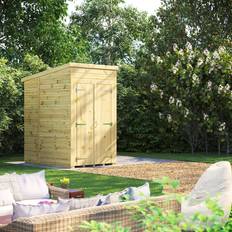Power Sheds Power 4x6 Premium Pent Windowless Double Door Garden Shed 135.2cm W x 190.8cm D x 224.8cm H (Building Area )