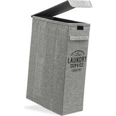 DuneDesign 50L Wäschekorb Mit Deckel 20 x 40 x 60 cm Grau