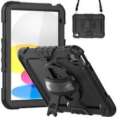 DEQSTER 360° Tablethülle Rugged Case für iPad 10.9 in 10. Gen. Extrem Robuste Schwarz