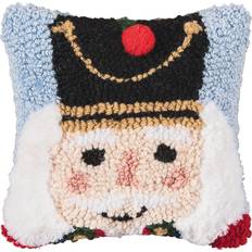 8 x 8 Nutcracker Hooked Small Petite Christmas Accent Throw Pillow -