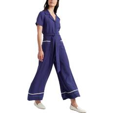 Tencel Jumpsuits & Overalls Chinti & Parker La Mer Wide Leg Jumpsuit Admiral Blue