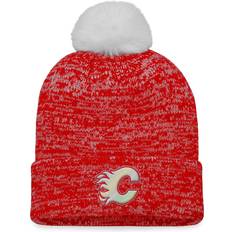 Fanatics Beanies Fanatics Women's Red Calgary Flames Glimmer Cuffed Knit Hat with Pom